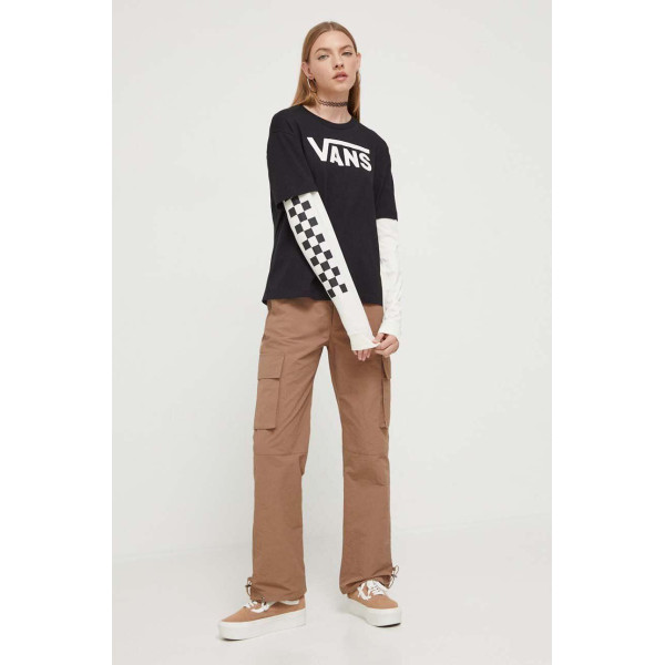 Хлопковый лонгслив Vans цвет чёрный