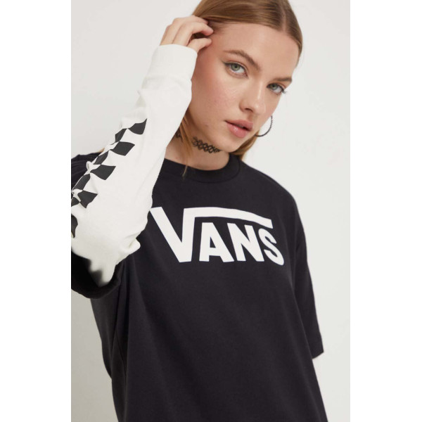 Хлопковый лонгслив Vans цвет чёрный