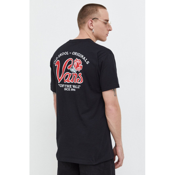 Хлопковая футболка Vans мужской цвет чёрный с принтом