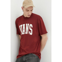 Хлопковая футболка Vans цвет бордовый с принтом