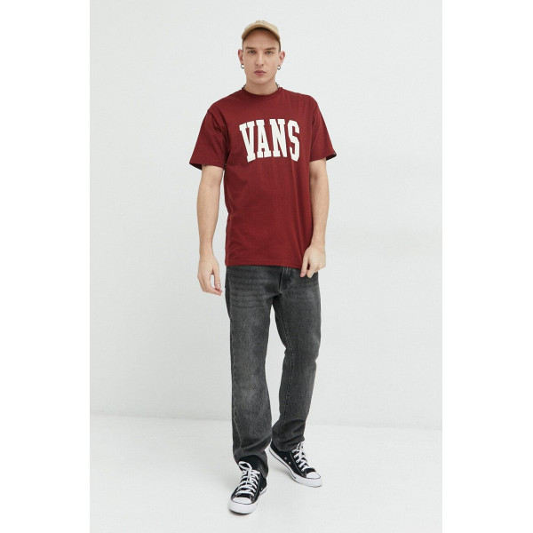 Хлопковая футболка Vans цвет бордовый с принтом