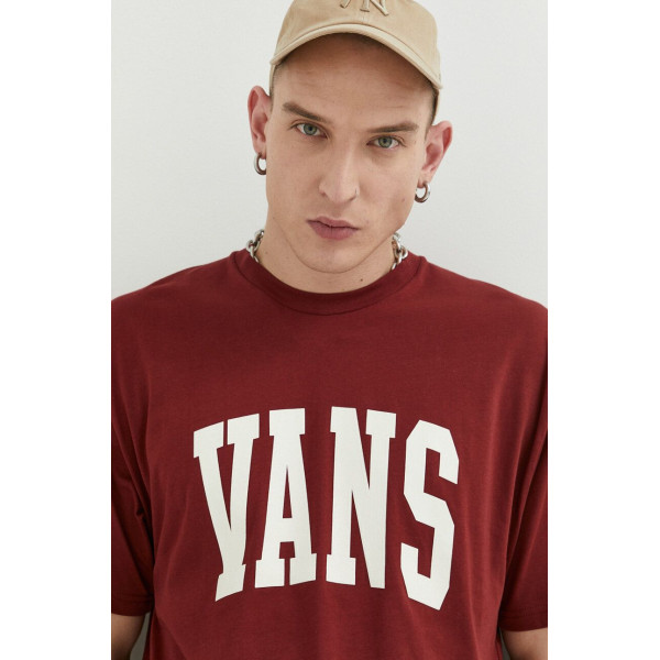 Хлопковая футболка Vans цвет бордовый с принтом