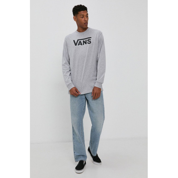 Лонгслив Vans мужской цвет серый с принтом