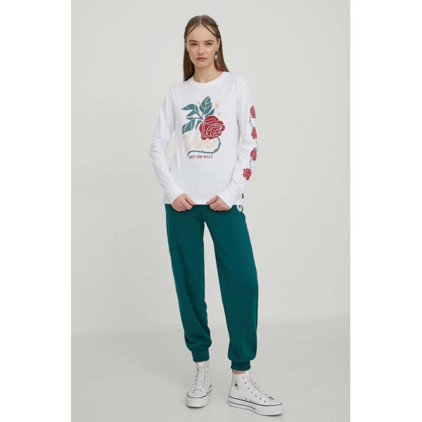 Хлопковый лонгслив Vans цвет белый