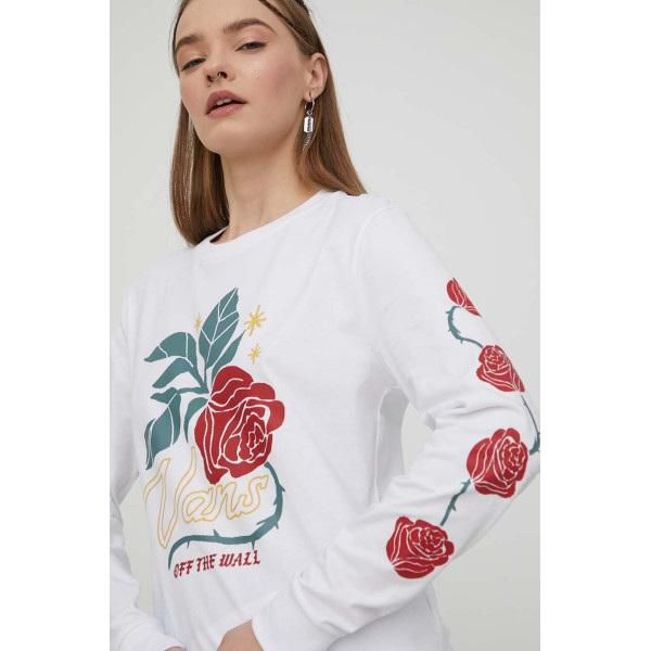 Хлопковый лонгслив Vans цвет белый