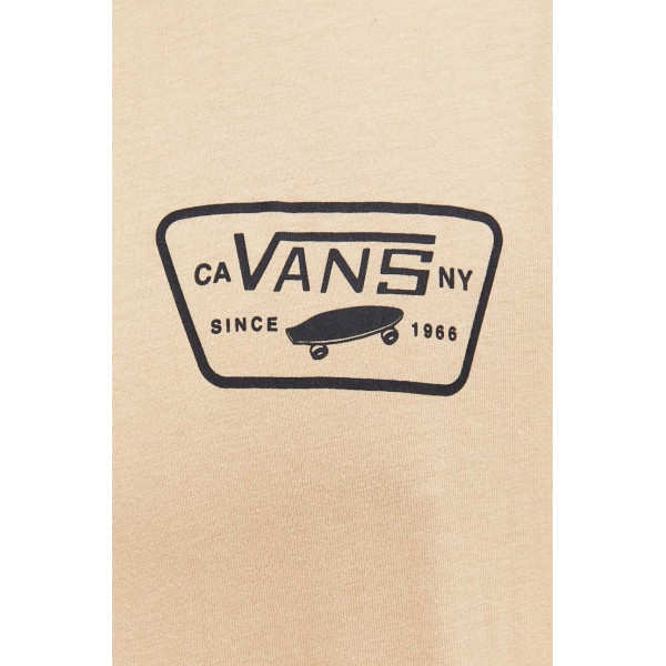 Хлопковый лонгслив Vans цвет бежевый с принтом