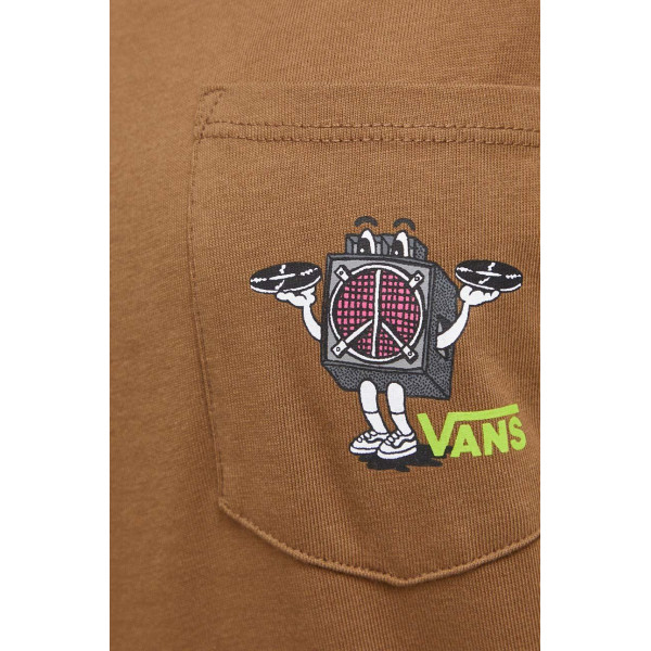 Хлопковая футболка Vans цвет коричневый
