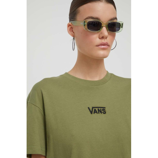 Хлопковая футболка Vans цвет зелёный