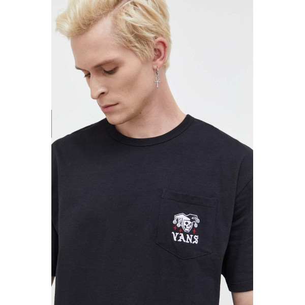 Хлопковая футболка Vans цвет чёрный с аппликацией