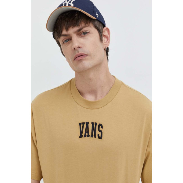 Хлопковая футболка Vans мужской цвет жёлтый с аппликацией