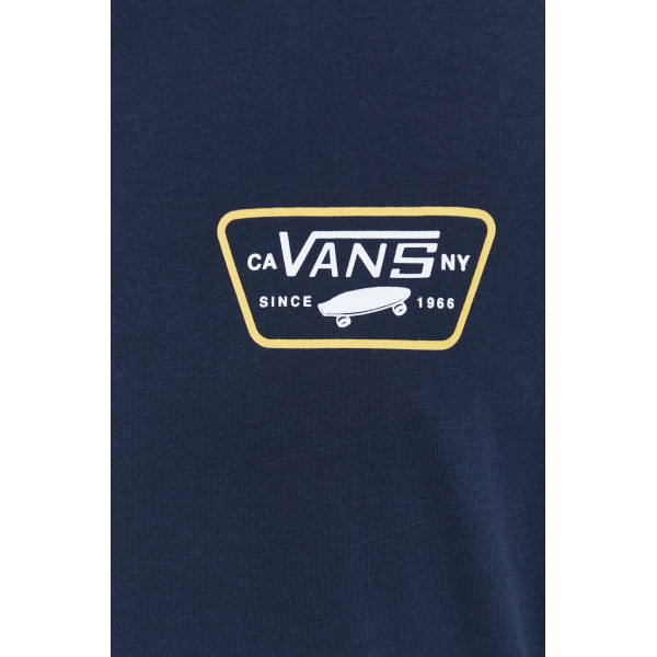 Хлопковый лонгслив Vans цвет синий с принтом