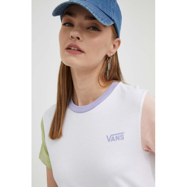 Хлопковая футболка Vans цвет белый