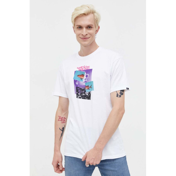 Хлопковая футболка Vans цвет белый с принтом