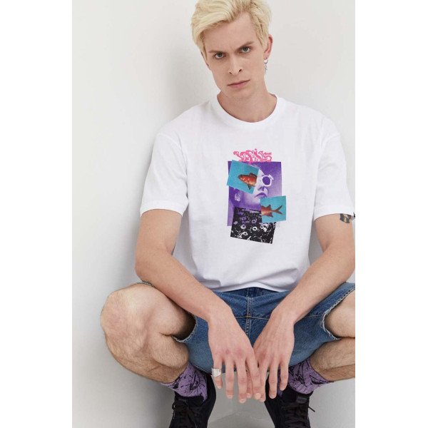 Хлопковая футболка Vans цвет белый с принтом