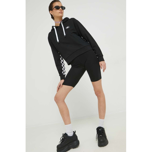 Хлопковая кофта Vans женская цвет чёрный с капюшоном узор