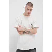 Хлопковая футболка Vans цвет кремовый гладкий