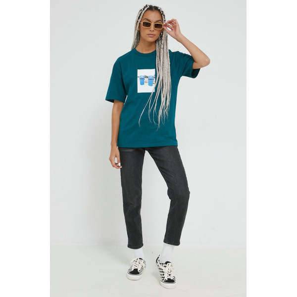 Хлопковая футболка Vans цвет зелёный