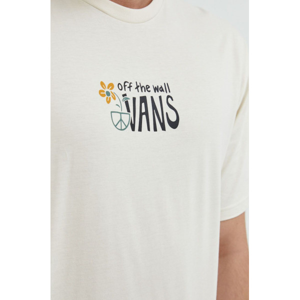 Хлопковая футболка Vans цвет бежевый с принтом