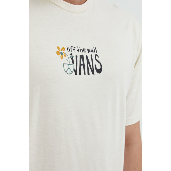 Хлопковая футболка Vans цвет бежевый с принтом