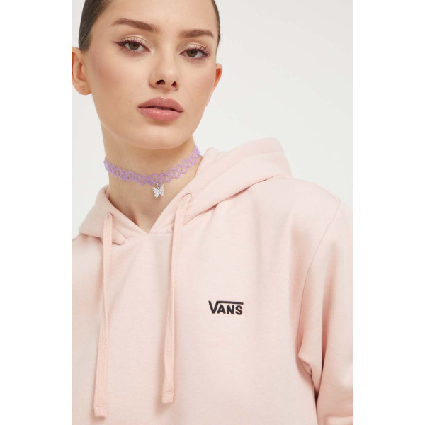 Кофта Vans женская цвет розовый с капюшоном однотонная