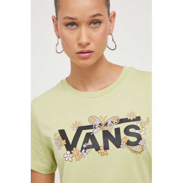 Хлопковая футболка Vans цвет зелёный