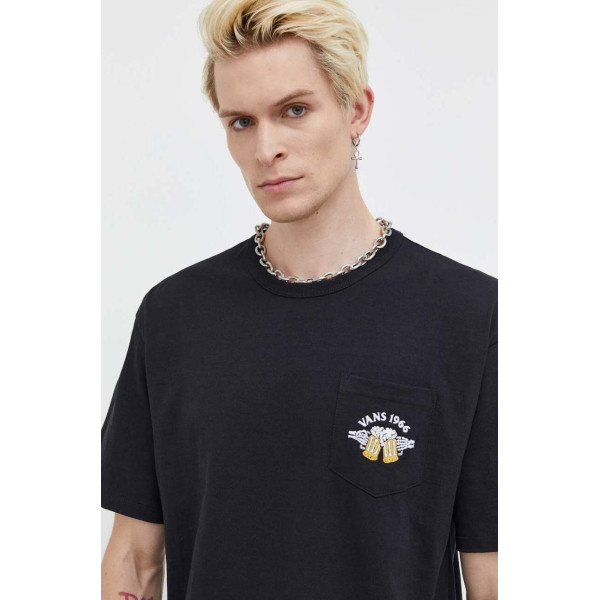 Хлопковая футболка Vans цвет чёрный с аппликацией