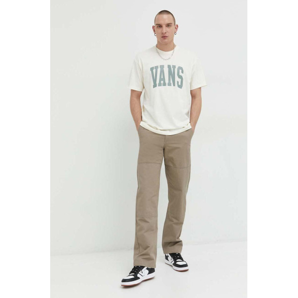 Хлопковая футболка Vans цвет бежевый с принтом