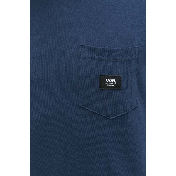 Хлопковая футболка Vans цвет синий однотонный