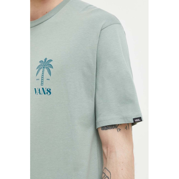 Хлопковая футболка Vans цвет зелёный с принтом