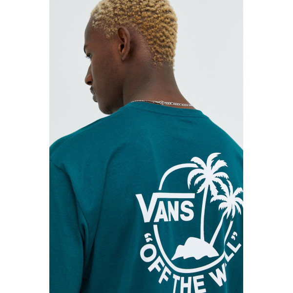Хлопковая футболка Vans цвет зелёный с принтом