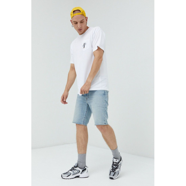 Хлопковая футболка Vans цвет белый однотонный