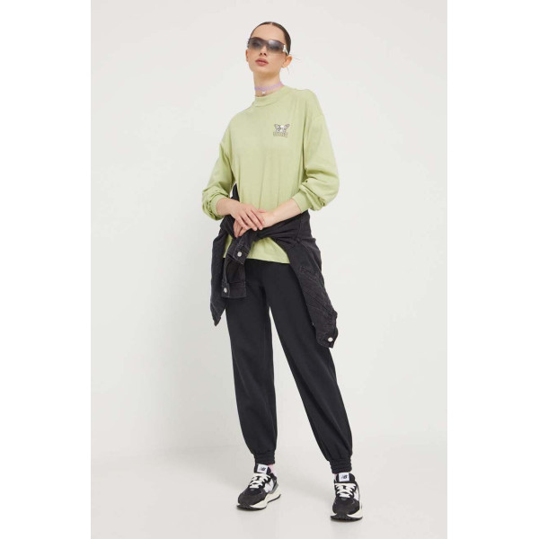 Хлопковый лонгслив Vans цвет зелёный