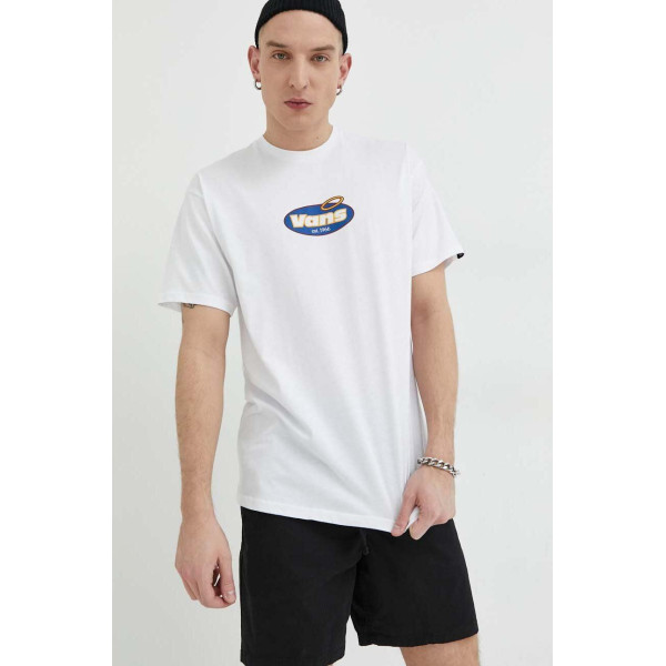 Хлопковая футболка Vans цвет белый с принтом
