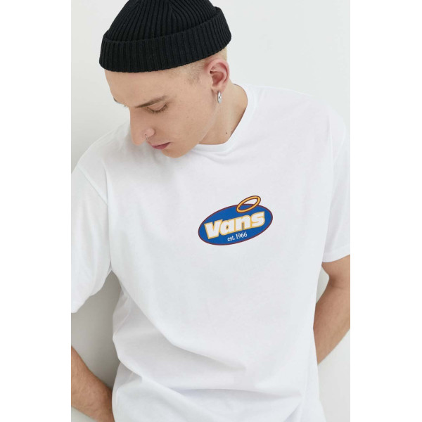 Хлопковая футболка Vans цвет белый с принтом