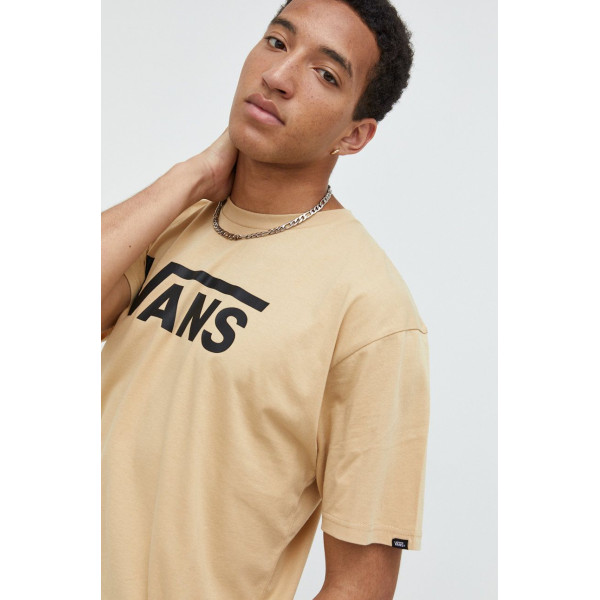 Хлопковая футболка Vans цвет бежевый с принтом