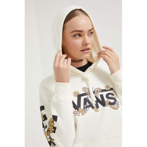 Кофта Vans женская цвет бежевый с капюшоном узор