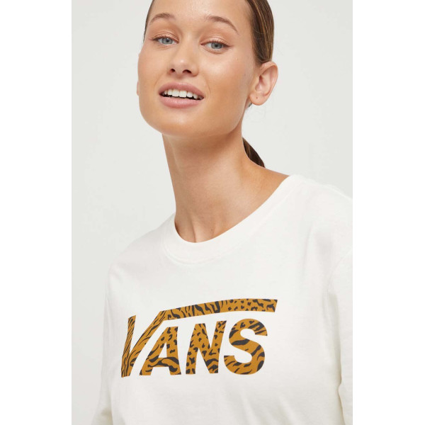 Хлопковый лонгслив Vans цвет бежевый