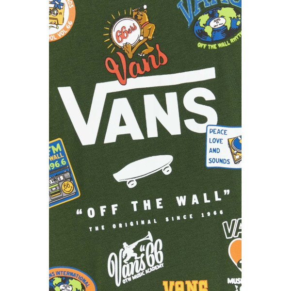Хлопковая футболка Vans цвет зелёный с принтом