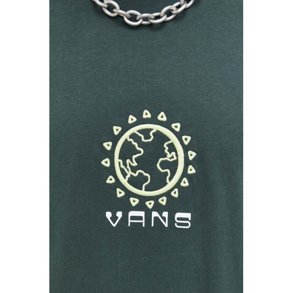 Хлопковая футболка Vans мужской цвет зелёный с принтом
