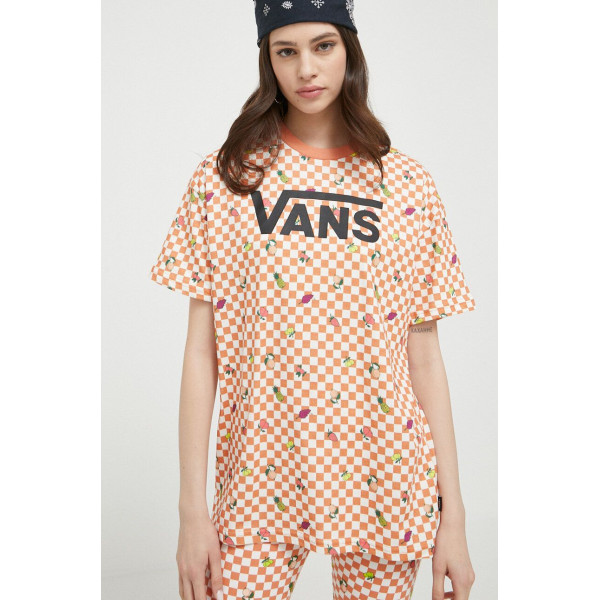 Хлопковая футболка Vans цвет оранжевый