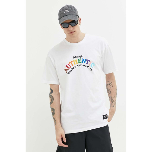 Хлопковая футболка Vans цвет белый узорный