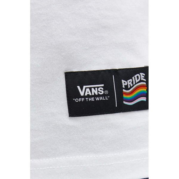 Хлопковая футболка Vans цвет белый узорный