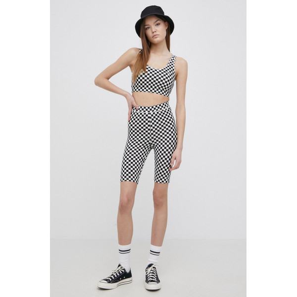 Хлопковые шорты Vans женские с узором высокая посадка VN0A7PNE56M1-BLACKWHITE