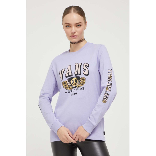 Хлопковый лонгслив Vans цвет фиолетовый