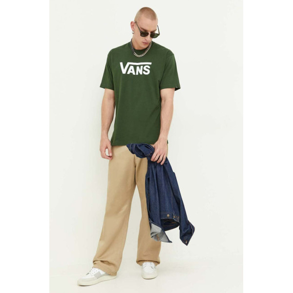 Хлопковая футболка Vans цвет зелёный с принтом