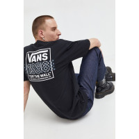 Хлопковая футболка Vans мужской цвет чёрный с принтом  VN000F4QBLK1