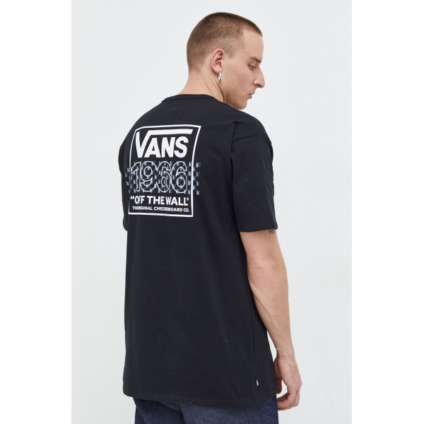 Хлопковая футболка Vans мужской цвет чёрный с принтом
