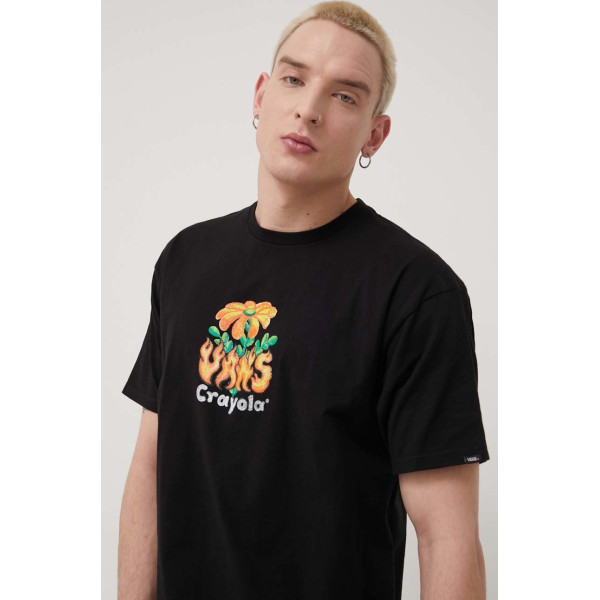 Хлопковая футболка Vans Crayola цвет чёрный с принтом