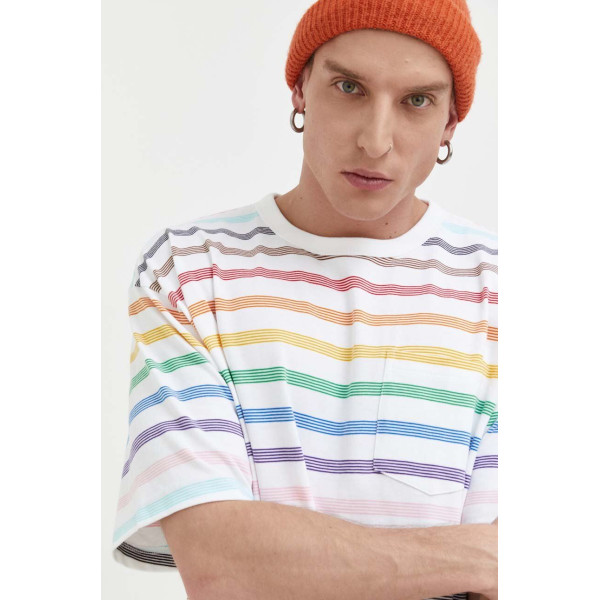 Хлопковая футболка Vans цвет белый узорный