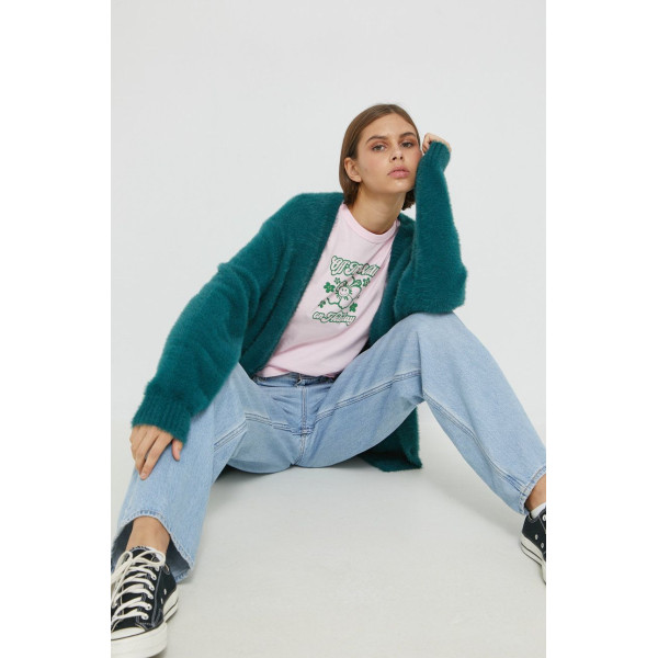 Хлопковая футболка Vans цвет розовый